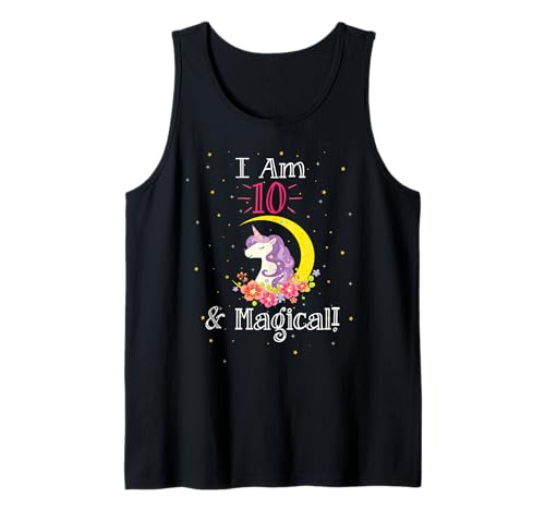 Cartoon Girls I Am 10 & Magical Unicorn Birthday Tank Top Cartoon Girls I Am 10 & Magical Unicorn Birthday Tank Top von Ten Year Old Kid Unicorn Birthday Gifts &TShirts