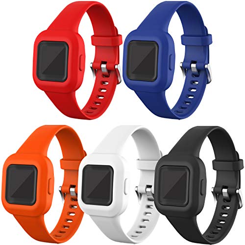 TenCloud (5er-Pack) Armbänder kompatibel mit Garmin Vivofit Jr.3 Armband, verstellbares, weiches Silikon-Sport-Armband, Ersatz-Armbänder für Kinder ab 4 Jahren für Vivofit Jr. 3 von TenCloud