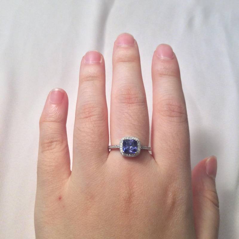 Tansanit Ring ~ Silber Damenring Quadratring von TenFingersToWear