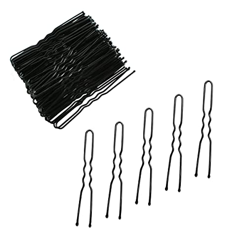 100 Stück unsichtbare Wellen-Haarnadeln-Set, U-förmige Haarnadeln, groß, strapazierfähig, zerknittert, Haarnadeln für Frauen und Ballett-Dutt mit Box (6,1 cm, schwarz) von Tenalleys