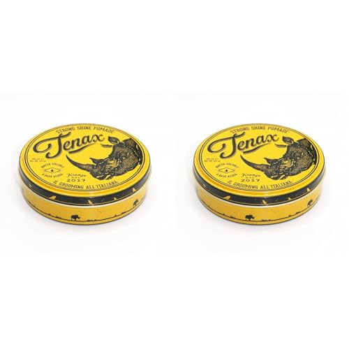 Tenax Strong Shine Pomade, 125 ml, wasserbasierte Pomade für Männer verleiht sehr guten Halt & schönen Glanz, leicht auszuwaschendes Haarwachs mit erfrischendem Duft (Packung mit 2) von Tenax