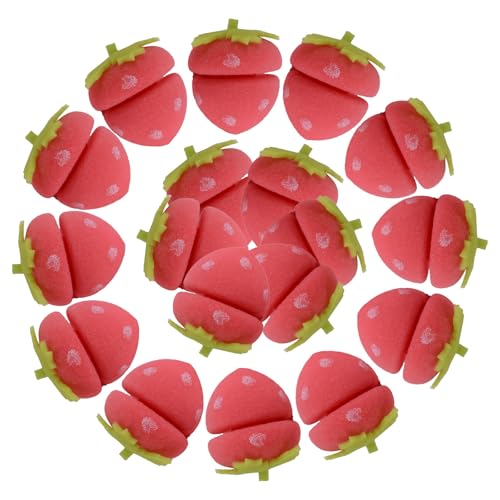 18pcs Strawberry Hair Rollers, Strawberry Rollers for Hair, Overnight Soft Sponge Foam Styling Tools for Women Girls, No Heat Sleep Curling Set Travel Friendly von Tencipeda
