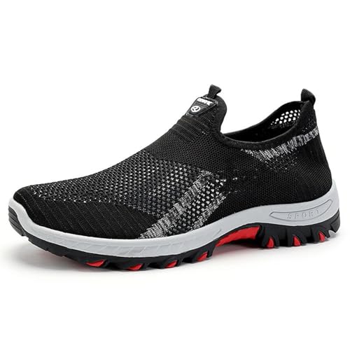 Cooling Comfort Sneaker Men Women 2025 New Breathable Barefoot Mesh Shoes Soft Bottom Comfy Casual Anti-Slip Slip On for Daily Walking & Errands (Black,47) von Tencipeda