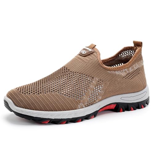 Cooling Comfort Sneaker Men Women 2025 New Breathable Barefoot Mesh Shoes Soft Bottom Comfy Casual Anti-Slip Slip On for Daily Walking & Errands (Brown,41) von Tencipeda