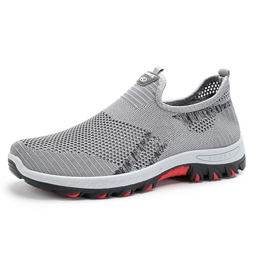 Cooling Comfort Sneaker Men Women 2025 New Breathable Barefoot Mesh Shoes Soft Bottom Comfy Casual Anti-Slip Slip On for Daily Walking & Errands (Gray,44) von Tencipeda