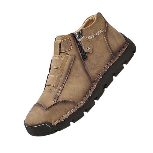 Matufit Shoes for Men, Waterproof Non Slip Lightweight Casual Side Zip Slip-On Matufit Orthopedic Shoes for Men (Brown,42) von Tencipeda