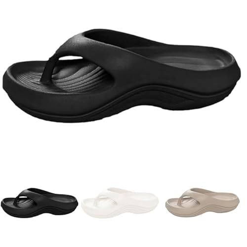 Pillow Arch Support Flip Flops for Women, Orthopedic Slides for Plantar Fasciitis, Cushioned EVA Sandals with Unbeatable Comfort, Style (Black,38) von Tencipeda