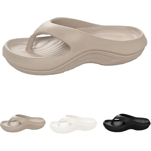 Pillow Arch Support Flip Flops for Women, Orthopedic Slides for Plantar Fasciitis, Cushioned EVA Sandals with Unbeatable Comfort, Style (Khaki,40) von Tencipeda