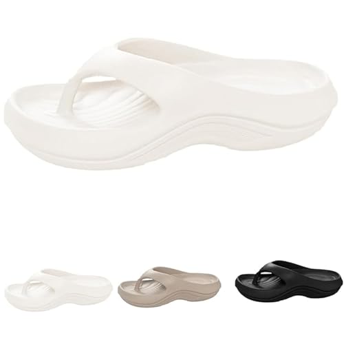 Pillow Arch Support Flip Flops for Women, Orthopedic Slides for Plantar Fasciitis, Cushioned EVA Sandals with Unbeatable Comfort, Style (White,38 2/3) von Tencipeda