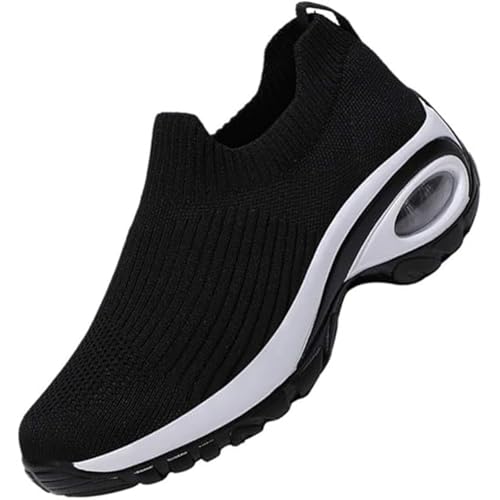 Sock Shoes Women, Women Slip on Sneakers with Air-Cushion Arch Support Sneakers for Work & Long Hours of Standing (Black,37) von Tencipeda