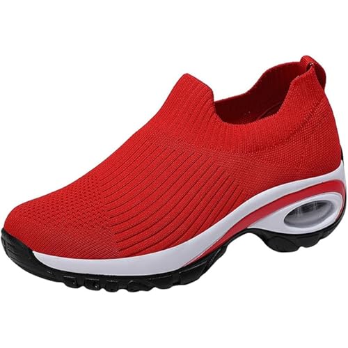 Sock Shoes Women, Women Slip on Sneakers with Air-Cushion Arch Support Sneakers for Work & Long Hours of Standing (Red,39) von Tencipeda