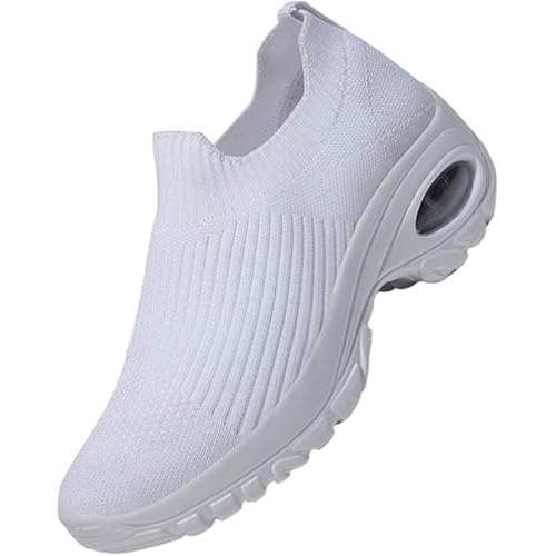 Sock Shoes Women, Women Slip on Sneakers with Air-Cushion Arch Support Sneakers for Work & Long Hours of Standing (White,39) von Tencipeda