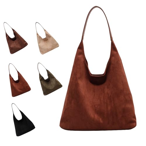 Tencipeda Brown Suede Bag, Suede Hobo Bags for Women, Suitable for Commuting and going Out (Coffee) von Tencipeda