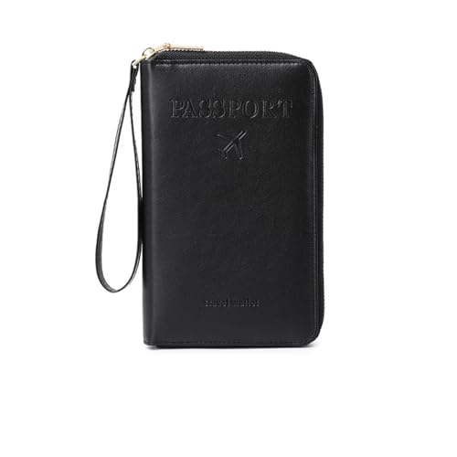 Tencipeda Multi-Functional RFID Passport Wallet, RFID Passport Wallet Women Essential Travel Anti-Theft Storage Case (Black) von Tencipeda