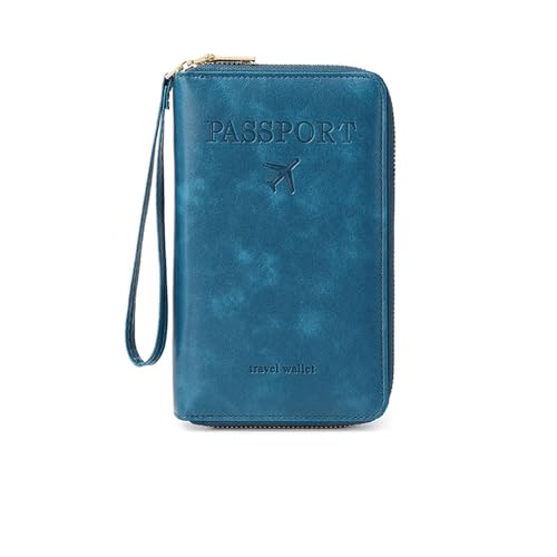 Tencipeda Multi-Functional RFID Passport Wallet, RFID Passport Wallet Women Essential Travel Anti-Theft Storage Case (Blue) von Tencipeda