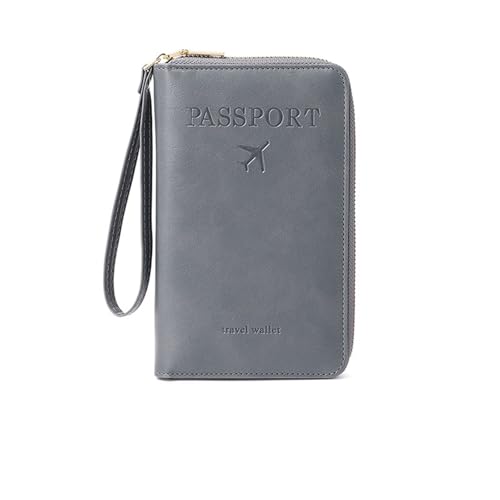 Tencipeda Multi-Functional RFID Passport Wallet, RFID Passport Wallet Women Essential Travel Anti-Theft Storage Case (Gray) von Tencipeda