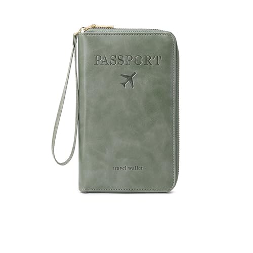 Tencipeda Multi-Functional RFID Passport Wallet, RFID Passport Wallet Women Essential Travel Anti-Theft Storage Case (Green) von Tencipeda