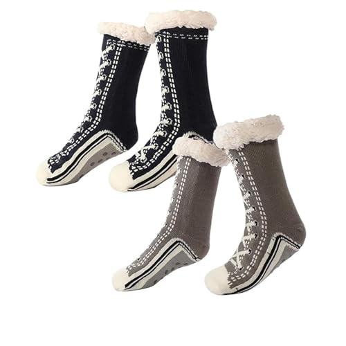 Tencipeda Ultra-Thick Cashmere Slipper Home Sock, Warmth Slip Resistance Cashmere Slipper Socks for Women,Suitable for Home Use. (2pcs-D) von Tencipeda
