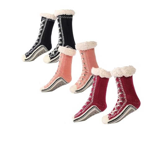 Tencipeda Ultra-Thick Cashmere Slipper Home Sock, Warmth Slip Resistance Cashmere Slipper Socks for Women,Suitable for Home Use. (3pcs-C) von Tencipeda