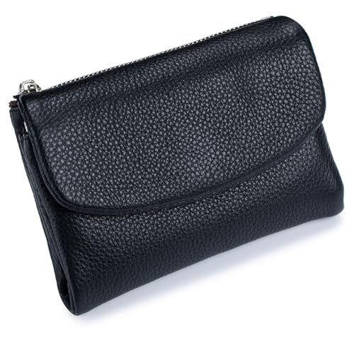 Tencipeda Unisex Pebble Leather Wallet, Versatile Soft Leather Wallets with Credit Card Holder & Cash Slots for Business Daily Commute & Office Use (Black) von Tencipeda