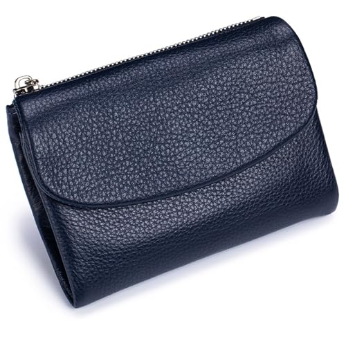 Tencipeda Unisex Pebble Leather Wallet, Versatile Soft Leather Wallets with Credit Card Holder & Cash Slots for Business Daily Commute & Office Use (Dark Blue) von Tencipeda