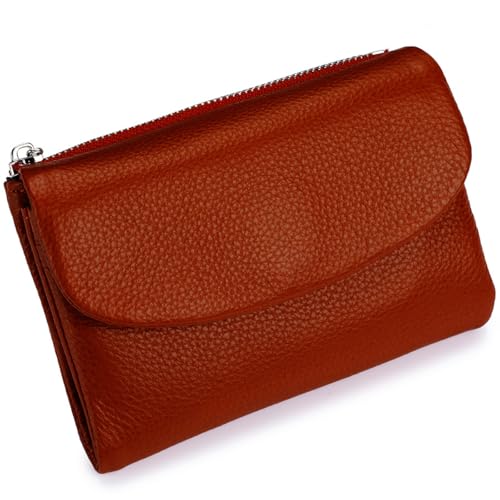 Tencipeda Unisex Pebble Leather Wallet, Versatile Soft Leather Wallets with Credit Card Holder & Cash Slots for Business Daily Commute & Office Use (Dark red) von Tencipeda
