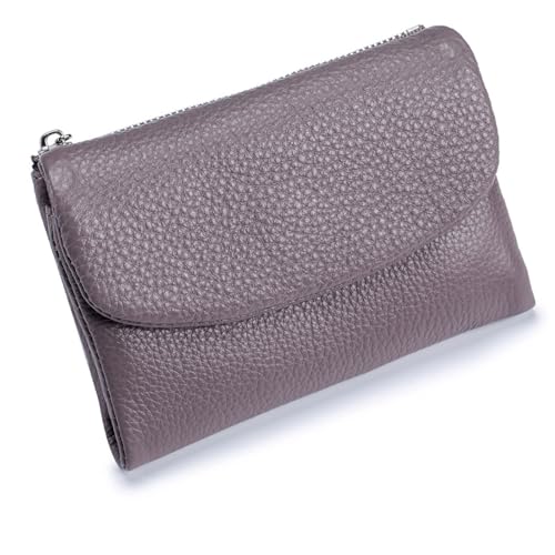 Tencipeda Unisex Pebble Leather Wallet, Versatile Soft Leather Wallets with Credit Card Holder & Cash Slots for Business Daily Commute & Office Use (Gray Purple) von Tencipeda