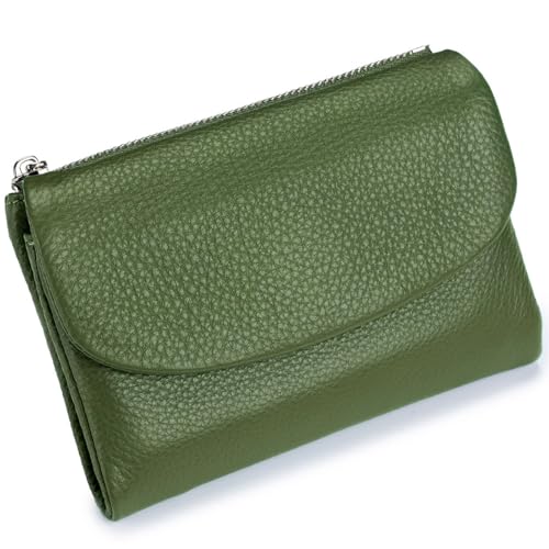 Tencipeda Unisex Pebble Leather Wallet, Versatile Soft Leather Wallets with Credit Card Holder & Cash Slots for Business Daily Commute & Office Use (Light Green) von Tencipeda