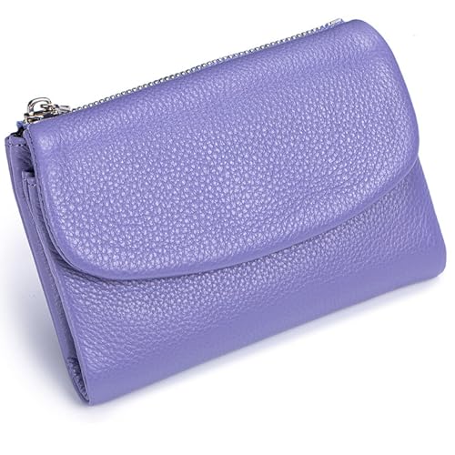 Tencipeda Unisex Pebble Leather Wallet, Versatile Soft Leather Wallets with Credit Card Holder & Cash Slots for Business Daily Commute & Office Use (Light Purple) von Tencipeda