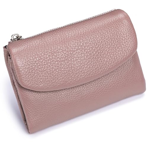 Tencipeda Unisex Pebble Leather Wallet, Versatile Soft Leather Wallets with Credit Card Holder & Cash Slots for Business Daily Commute & Office Use (Pink) von Tencipeda