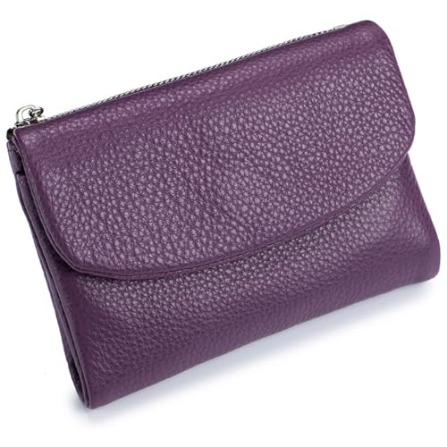 Tencipeda Unisex Pebble Leather Wallet, Versatile Soft Leather Wallets with Credit Card Holder & Cash Slots for Business Daily Commute & Office Use (Purple) von Tencipeda