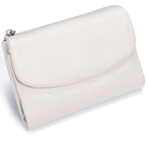 Tencipeda Unisex Pebble Leather Wallet, Versatile Soft Leather Wallets with Credit Card Holder & Cash Slots for Business Daily Commute & Office Use (White) von Tencipeda