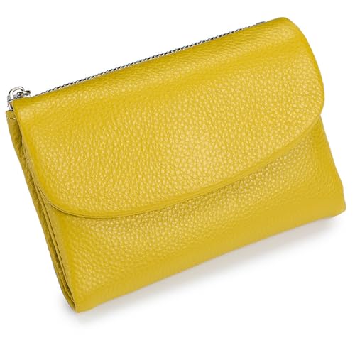Tencipeda Unisex Pebble Leather Wallet, Versatile Soft Leather Wallets with Credit Card Holder & Cash Slots for Business Daily Commute & Office Use (Yellow) von Tencipeda