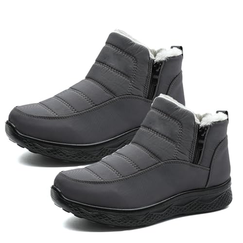 Tencipeda Winter Boots for Women Waterproof, Snow Boots for Women Non-Slip & Fur Lined Slip On Warm (Gray,44) von Tencipeda
