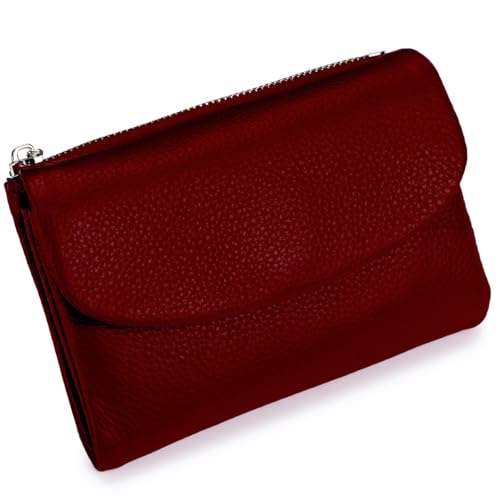Unisex Pebble Leather Wallet, Versatile Soft Leather Wallets with Credit Card Holder & Cash Slots for Business Daily Commute & Office Use (Too red) von Tencipeda