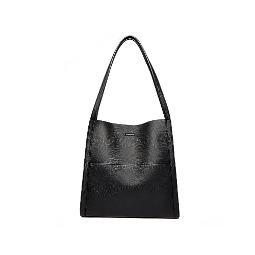 Tendaisy Hiziel Tasche aus Leder mit großem Fassungsvermögen, Groß Shopper Tasche Tote Bag Handtasche Schultertaschen für Arbeit Büro Reisen Einkaufen Schule und Alltag (SCHWARZ) von Tendaisy