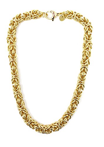 Byzantiner Königskette rund 18kt Doublé 10mm Länge 50cm, Halskette Herren-Kette Goldkette Damen Geschenk Schmuck ab Fabrik Tendenze-Italy von Tendenzalia
