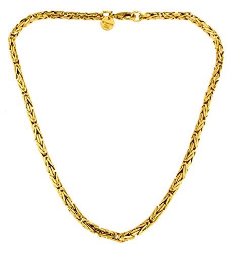 Byzantiner Königskette rund geschliffen 18kt Doublé 4mm Länge 45cm, Halskette Herren-Kette Goldkette Damen Geschenk Schmuck ab Fabrik Tendenze-Italy von Tendenzalia