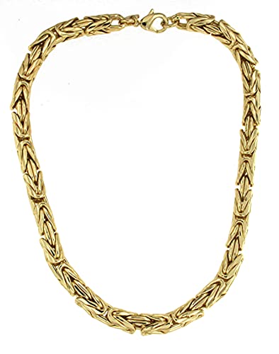 Byzantiner Königskette rund geschliffen 18kt Doublé 8mm Länge 55cm, Halskette Herren-Kette Goldkette Damen Geschenk Schmuck ab Fabrik Tendenze-Italy von Tendenzalia