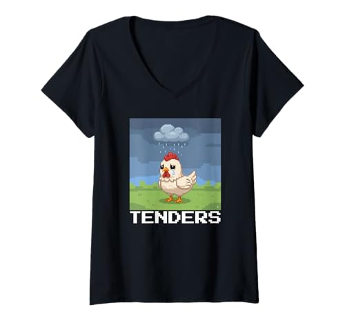 Damen Tenders, Lustiges Chicken Tenders, I Love Chicken Tenders Shirt T-Shirt mit V-Ausschnitt Damen Tenders, Lustiges Chicken Tenders, I Love Chicken Tenders Shirt T-Shirt mit V-Ausschnitt von Tender Schmender Gear