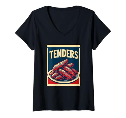 Damen Tenders, Lustiges Chicken Tenders, I Love Chicken Tenders Shirt T-Shirt mit V-Ausschnitt Damen Tenders, Lustiges Chicken Tenders, I Love Chicken Tenders Shirt T-Shirt mit V-Ausschnitt von Tender Schmender Gear