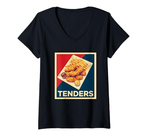 Damen Tenders, Lustiges Chicken Tenders, I Love Chicken Tenders Shirt T-Shirt mit V-Ausschnitt Damen Tenders, Lustiges Chicken Tenders, I Love Chicken Tenders Shirt T-Shirt mit V-Ausschnitt von Tender Schmender Gear