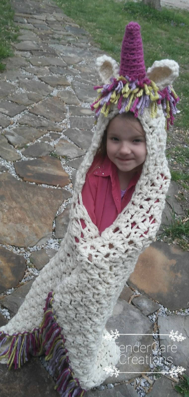 Kind Größe Kapuze Einhorn Decke von TenderCareCreations