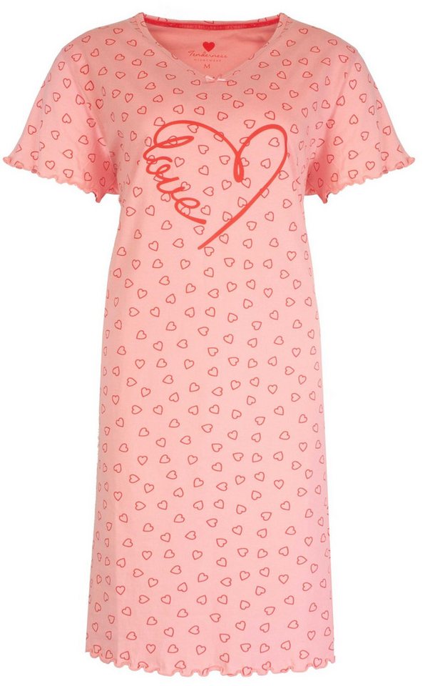 Tenderness Nachthemd Damen Schlafshirt mit Herzen (1-tlg) Baumwolle von Tenderness