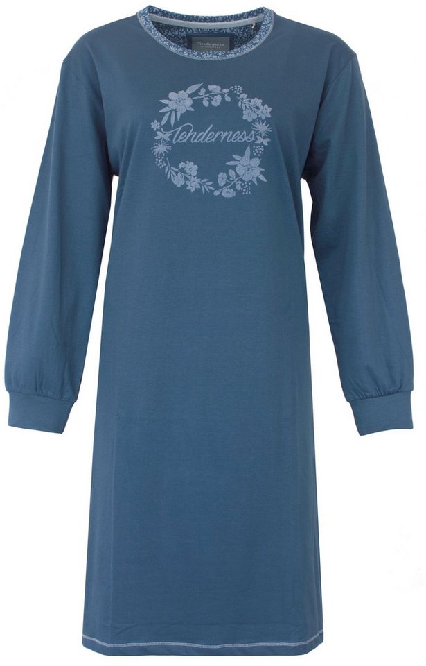 Tenderness Nachthemd Damen Schlafshirt mit langem Arm und Bündchen (1-tlg) Baumwolle von Tenderness