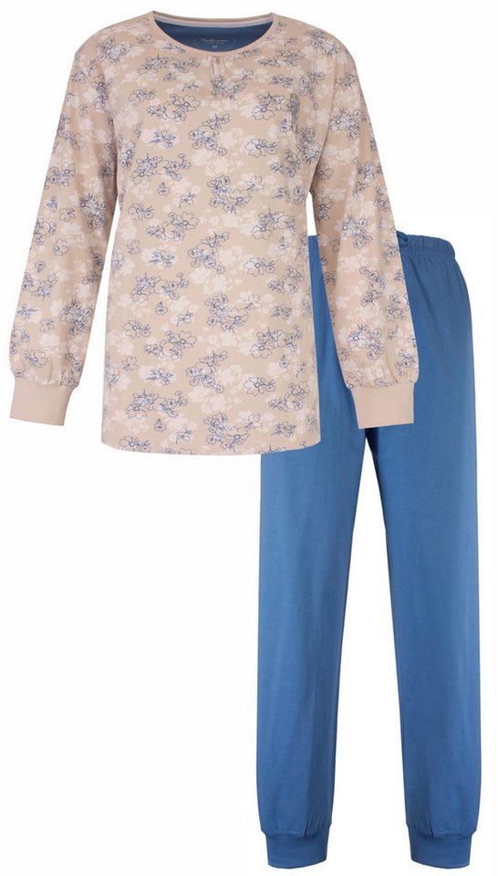 Tenderness Schlafanzug Damen Pyjama mit Bündchen (2 tlg) Baumwolle von Tenderness