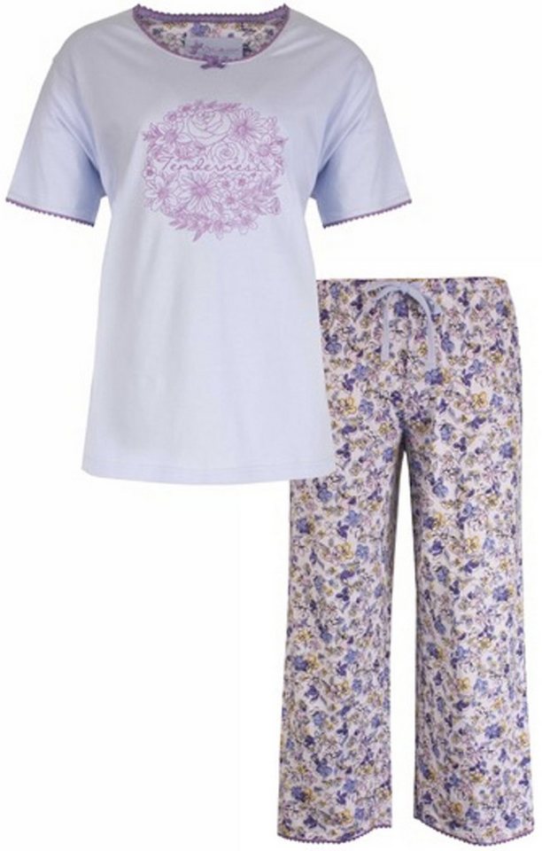 Tenderness Schlafanzug Damen Pyjama mit Capri Hose (2 tlg) Baumwolle von Tenderness