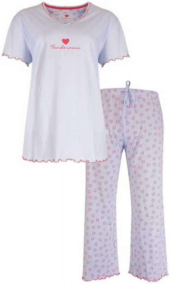 Tenderness Schlafanzug Damen Pyjama mit Caprihose (2 tlg) Baumwolle von Tenderness