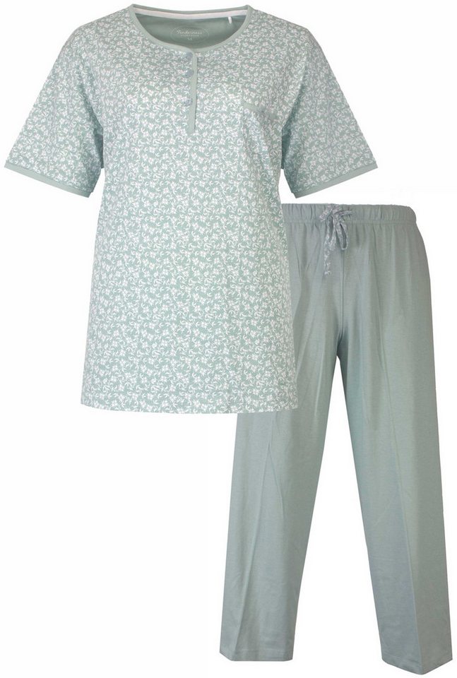 Tenderness Schlafanzug Damen Pyjama mit Caprihose (2 tlg) Baumwolle von Tenderness