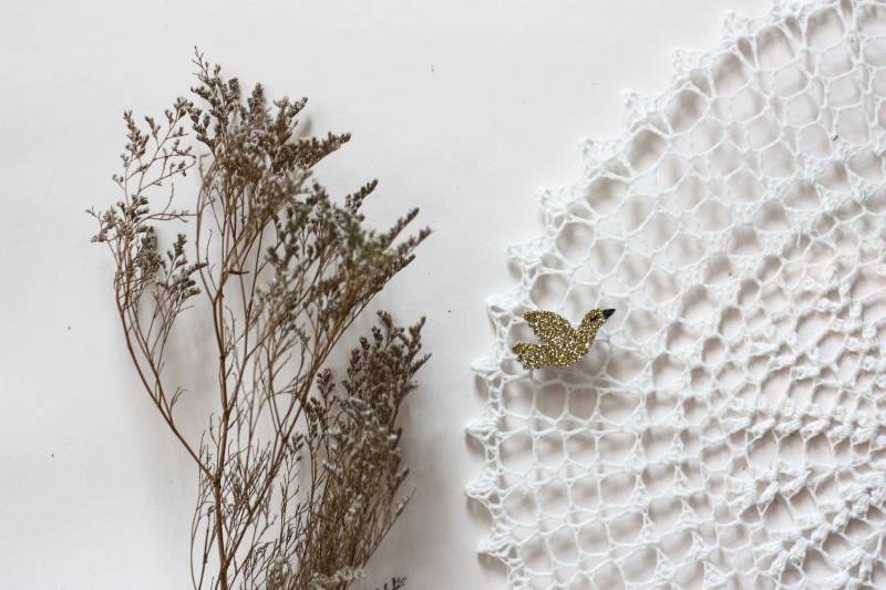 Brosche Vogel Goldenen Glitzer Ausschreibung Kaktus Handgefertigt Mit Liebe in La Rochelle von TendreCactus